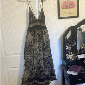 Elegant Black and Silver Sleeveless Sundress for Weddings